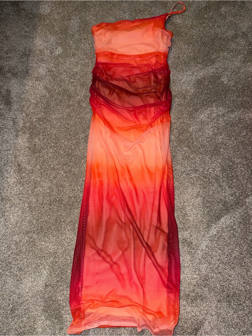 Orange Ombre One-Shoulder Maxi Dress